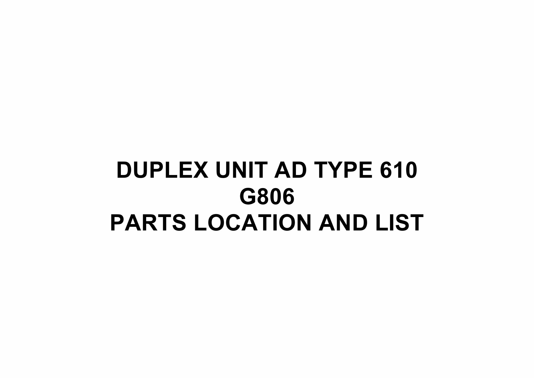 RICOH Options G806 DUPLEX-UNIT-AD-TYPE-610 Parts Catalog PDF download-1